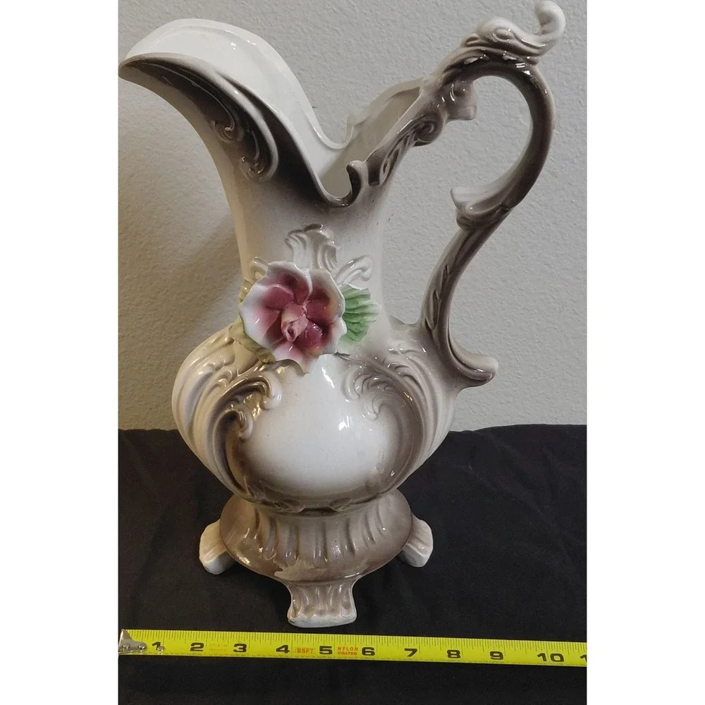 Vintage Capodimonte Italy Porcelain Pitcher Ewer Vase 14